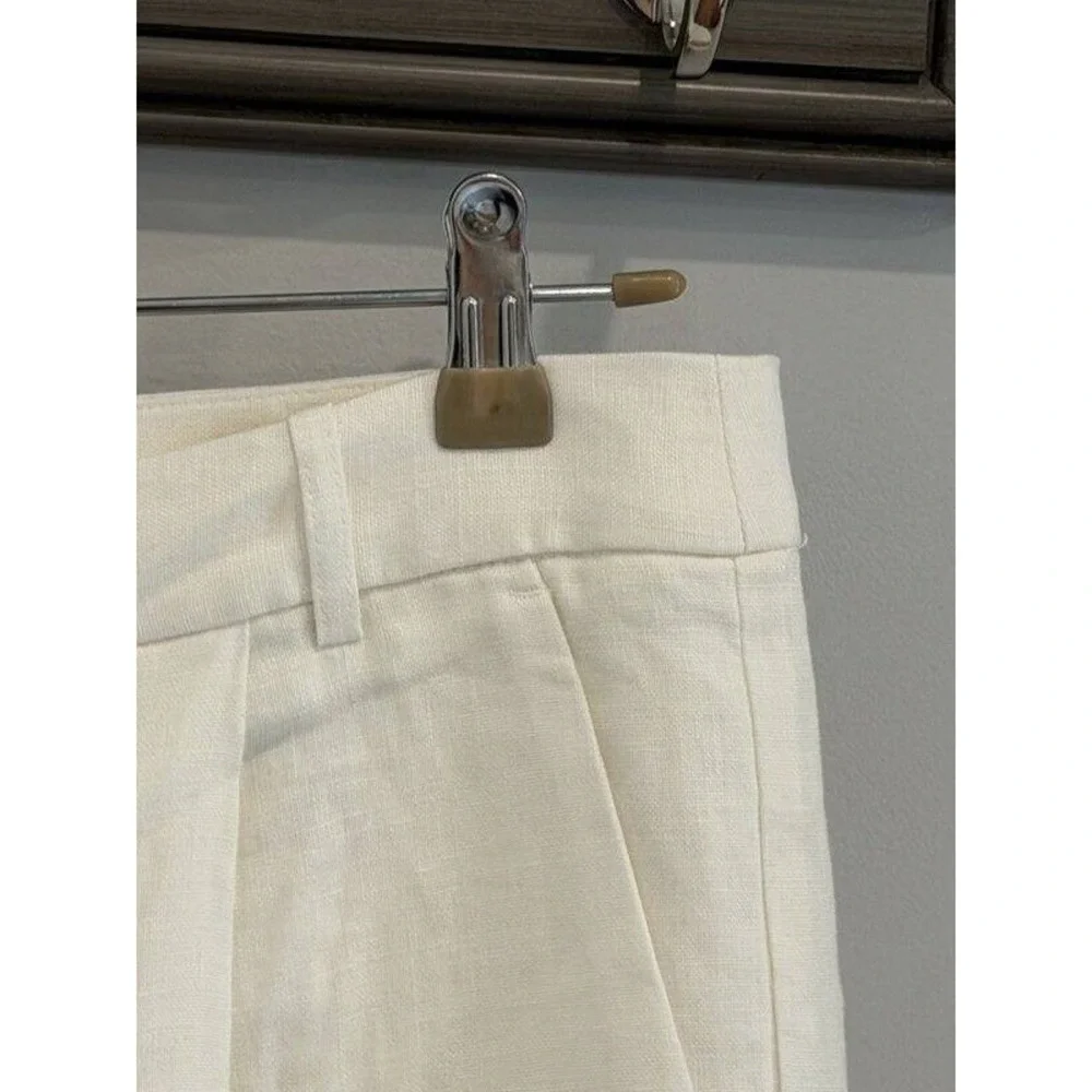 Banana Republic Lina Straight Linen Pants Womens Lined White Size 10